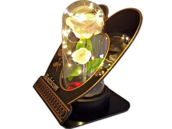 RODZICE RODZICOM ZNICZ LAMPION NA GRÓB SKOS RÓŻA BIAŁA+LEDY