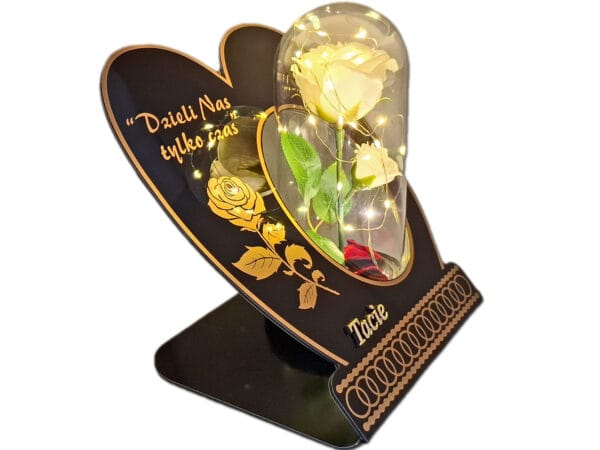 TATA TACIE ZNICZ LAMPION NA GRÓB SKOS RÓŻA BIAŁA+LEDY