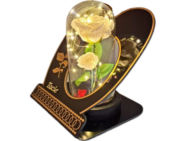 TATA TACIE ZNICZ LAMPION NA GRÓB SKOS RÓŻA BIAŁA+LEDY