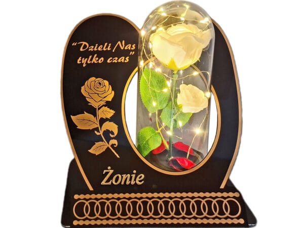 ŻONA ŻONIE ZNICZ LAMPION NA GRÓB SKOS RÓŻA BIAŁA+LEDY