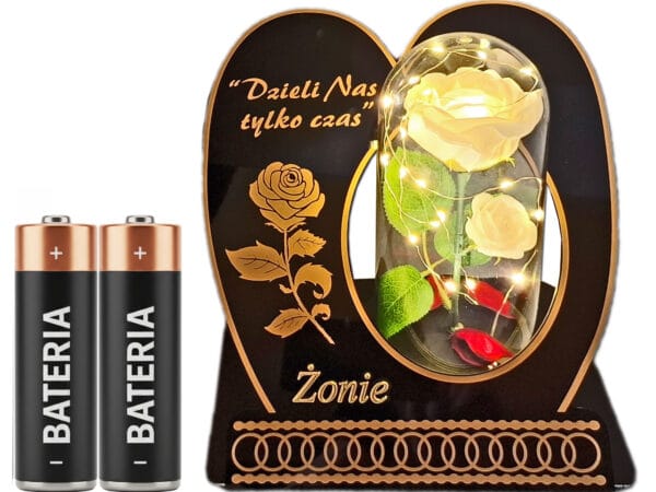 ŻONA ŻONIE ZNICZ LAMPION NA GRÓB SKOS RÓŻA BIAŁA+LEDY