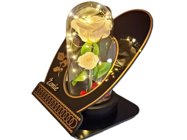 ŻONA ŻONIE ZNICZ LAMPION NA GRÓB SKOS RÓŻA BIAŁA+LEDY