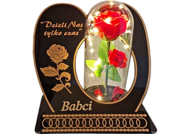 BABCIA BABCI ZNICZ LAMPION NA GRÓB SKOS RÓŻA CZERWONA+LEDY