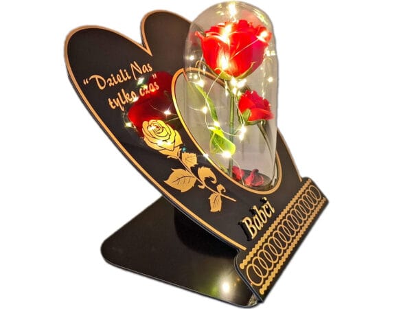 BABCIA BABCI ZNICZ LAMPION NA GRÓB SKOS RÓŻA CZERWONA+LEDY