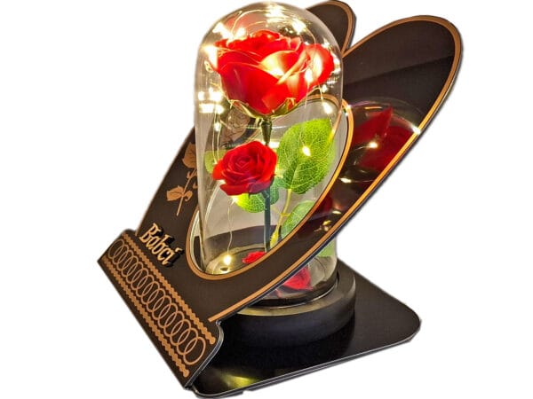 BABCIA BABCI ZNICZ LAMPION NA GRÓB SKOS RÓŻA CZERWONA+LEDY