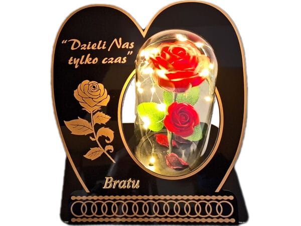 BRAT BRATU ZNICZ LAMPION NA GRÓB SKOS RÓŻA CZERWONA+LEDY