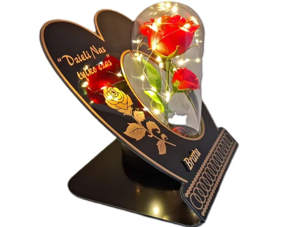 BRAT BRATU ZNICZ LAMPION NA GRÓB SKOS RÓŻA CZERWONA+LEDY