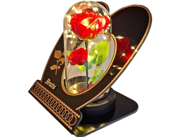 BRAT BRATU ZNICZ LAMPION NA GRÓB SKOS RÓŻA CZERWONA+LEDY