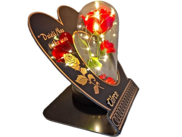 CÓRKA CÓRCE ZNICZ LAMPION NA GRÓB SKOS RÓŻA CZERWONA+LEDY