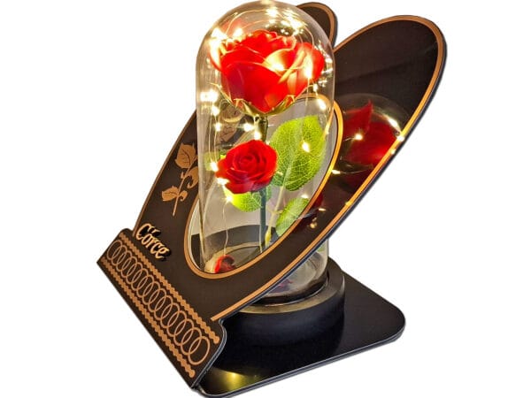 CÓRKA CÓRCE ZNICZ LAMPION NA GRÓB SKOS RÓŻA CZERWONA+LEDY