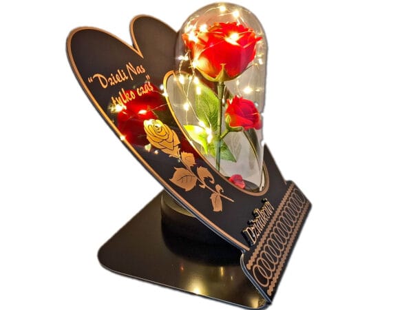 DZIADEK DZIADKOWI ZNICZ LAMPION NA GRÓB SKOS RÓŻA CZERWONA+LEDY