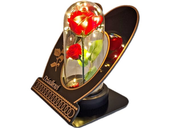 DZIADEK DZIADKOWI ZNICZ LAMPION NA GRÓB SKOS RÓŻA CZERWONA+LEDY