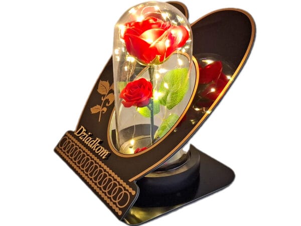 DZIADKOM DZIADKI ZNICZ LAMPION NA GRÓB SKOS RÓŻA CZERWONA+LEDY