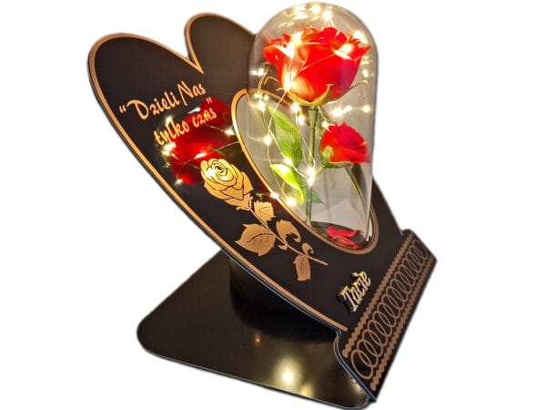 TATA TACIE ZNICZ LAMPION NA GRÓB SKOS RÓŻA CZERWONA+LEDY