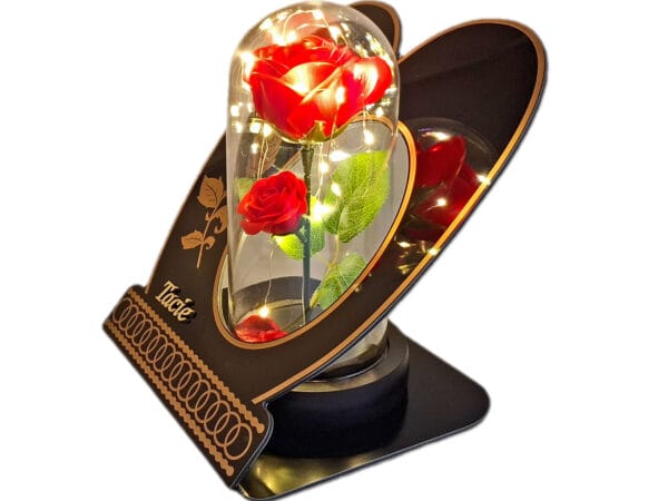 TATA TACIE ZNICZ LAMPION NA GRÓB SKOS RÓŻA CZERWONA+LEDY