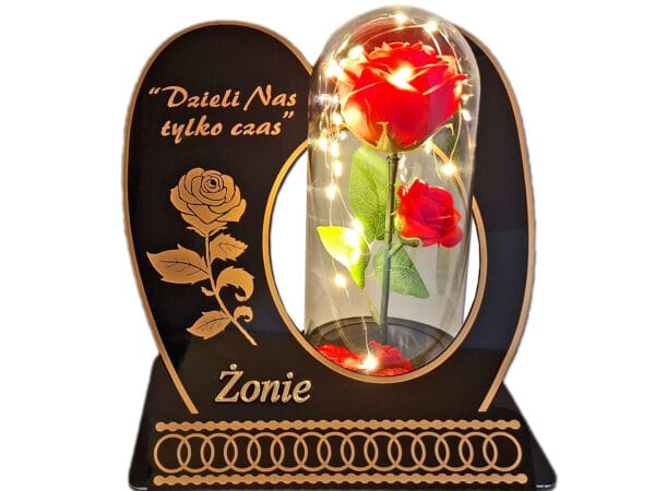 ŻONA ŻONIE ZNICZ LAMPION NA GRÓB SKOS RÓŻA CZERWONA+LEDY