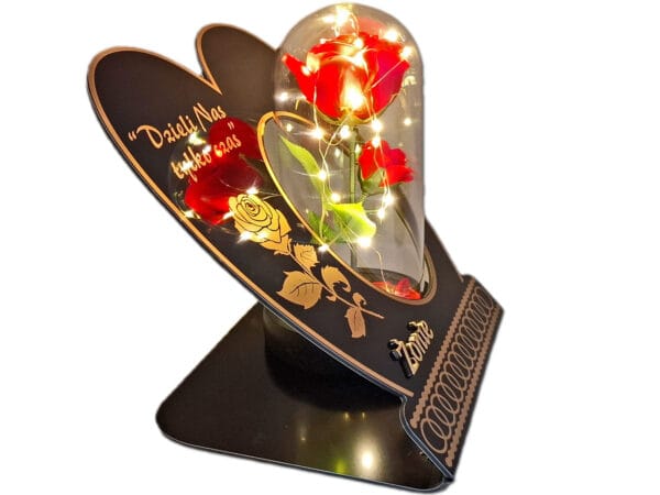 ŻONA ŻONIE ZNICZ LAMPION NA GRÓB SKOS RÓŻA CZERWONA+LEDY