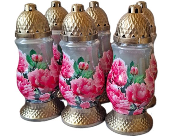 ZNICZ ZNICZE LAMPION NA GRÓB ZESTAW 6 SZTUK SL KWIAT +WKŁAD