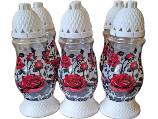 ZNICZ ZNICZE LAMPION NA GRÓB ZESTAW 6 SZTUK SL RÓŻE +WKŁAD