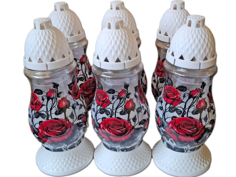 ZNICZ ZNICZE LAMPION NA GRÓB ZESTAW 6 SZTUK SL RÓŻE +WKŁAD