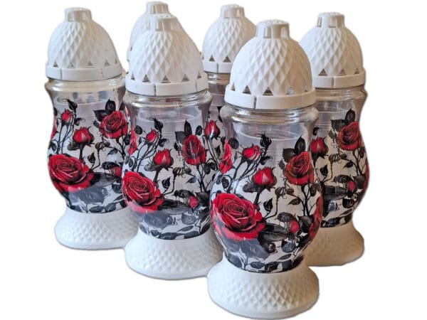 ZNICZ ZNICZE LAMPION NA GRÓB ZESTAW 6 SZTUK SL RÓŻE +WKŁAD