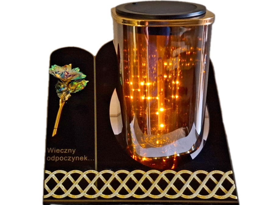 SOLAR SOLARNY FOTOWOLTAICZNY ZNICZ LAMPION AKR TUBA 3D RÓŻA MULTI