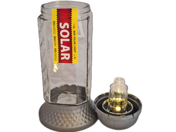 SOLAR SOLARNY ZNICZ ZNICZE LAMPION NA GRÓB 6890 SREBRO