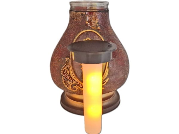 solar-karaf-roza-braz4.jpg SOLAR SOLARNY ZNICZ LAMPION NA GRÓB KARAFA RÓŻA BRĄZOWA