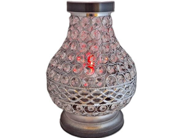 SOLAR SOLARNY FOTOWOLTAICZNY ZNICZ LAMPION NA GRÓB KARAFA VIP SREBRNO-BIAŁA