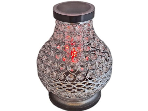 SOLAR SOLARNY FOTOWOLTAICZNY ZNICZ LAMPION NA GRÓB KARAFA VIP SREBRNO-BIAŁA