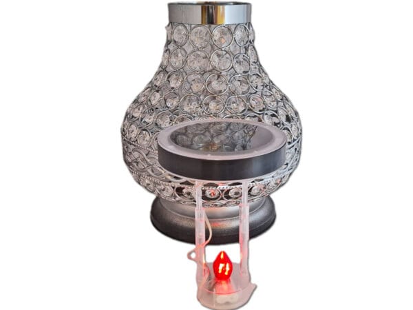 SOLAR SOLARNY FOTOWOLTAICZNY ZNICZ LAMPION NA GRÓB KARAFA VIP SREBRNO-BIAŁA