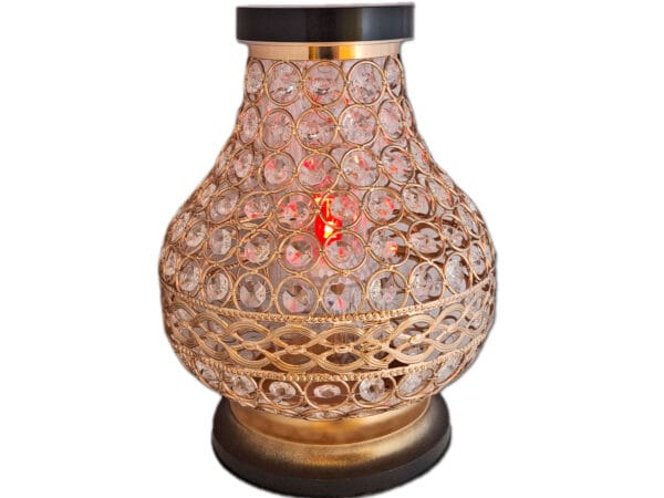 SOLAR SOLARNY FOTOWOLTAICZNY ZNICZ LAMPION NA GRÓB KARAFA VIP ZŁOTO-BIAŁA