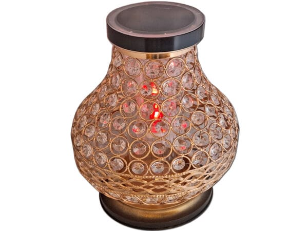 SOLAR SOLARNY FOTOWOLTAICZNY ZNICZ LAMPION NA GRÓB KARAFA VIP ZŁOTO-BIAŁA