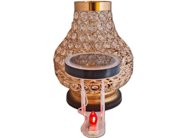 SOLAR SOLARNY FOTOWOLTAICZNY ZNICZ LAMPION NA GRÓB KARAFA VIP ZŁOTO-BIAŁA