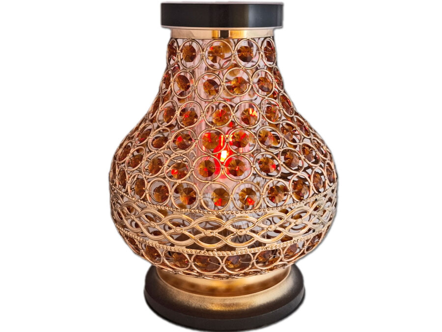 SOLAR SOLARNY FOTOWOLTAICZNY ZNICZ LAMPION NA GRÓB KARAFA VIP ZŁOTO-BURSZTYN