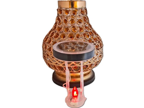 SOLAR SOLARNY FOTOWOLTAICZNY ZNICZ LAMPION NA GRÓB KARAFA VIP ZŁOTO-BURSZTYN