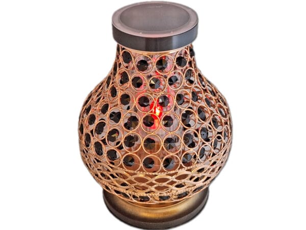 SOLAR SOLARNY FOTOWOLTAICZNY ZNICZ LAMPION NA GRÓB KARAFA VIP ZŁOTO-CZARNA