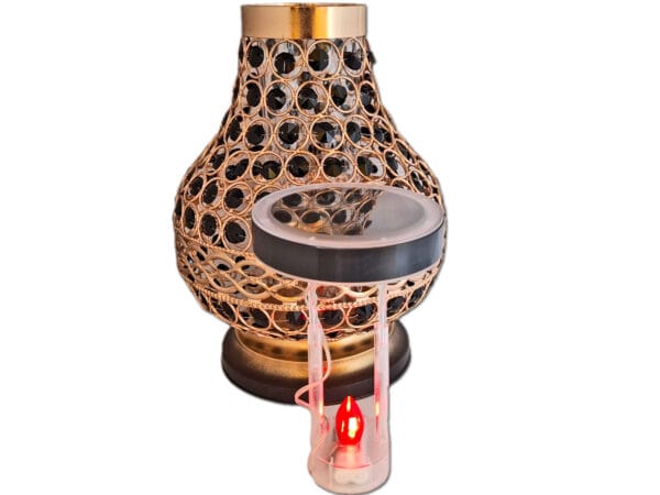 SOLAR SOLARNY FOTOWOLTAICZNY ZNICZ LAMPION NA GRÓB KARAFA VIP ZŁOTO-CZARNA