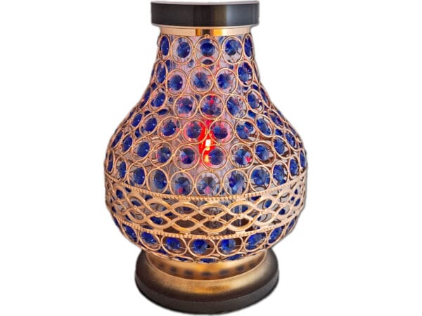 SOLAR SOLARNY FOTOWOLTAICZNY ZNICZ LAMPION NA GRÓB KARAFA VIP ZŁOTO-NIEBIESKA