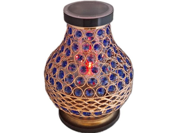 SOLAR SOLARNY FOTOWOLTAICZNY ZNICZ LAMPION NA GRÓB KARAFA VIP ZŁOTO-NIEBIESKA