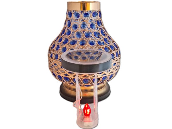 SOLAR SOLARNY FOTOWOLTAICZNY ZNICZ LAMPION NA GRÓB KARAFA VIP ZŁOTO-NIEBIESKA