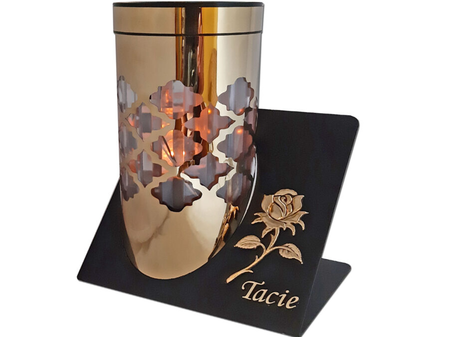 TATA TACIE ZNICZ LAMPION SOLARNY SOLAR FOTOWOLTAICZNY TUBA RÓŻA ZŁOTO