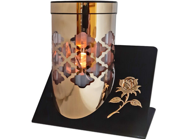 ZNICZ LAMPION SOLARNY SOLAR FOTOWOLTAICZNY TUBA RÓŻA ZŁOTO