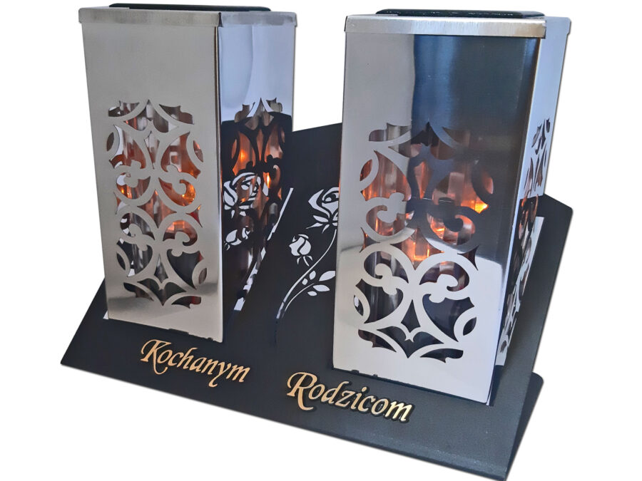 RODZICE RODZICOM ZNICZ SOLARNY SOLAR FOTOWOLTAICZNY DUET TUBA SREBRO