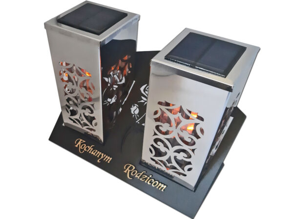 RODZICE RODZICOM ZNICZ SOLARNY SOLAR FOTOWOLTAICZNY DUET TUBA SREBRO