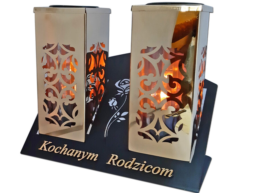 RODZICE RODZICOM ZNICZ SOLARNY SOLAR FOTOWOLTAICZNY DUET TUBA ZŁOTO