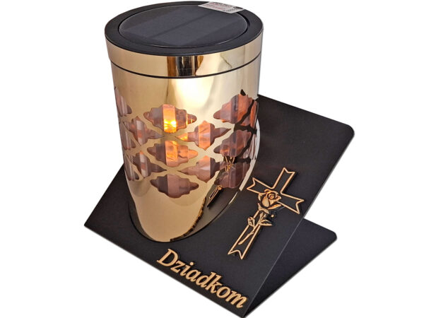 DZIADKOM DZIADKI ZNICZ LAMPION SOLARNY SOLAR FOTOWOLTAICZNY TUBA KRZYŻ