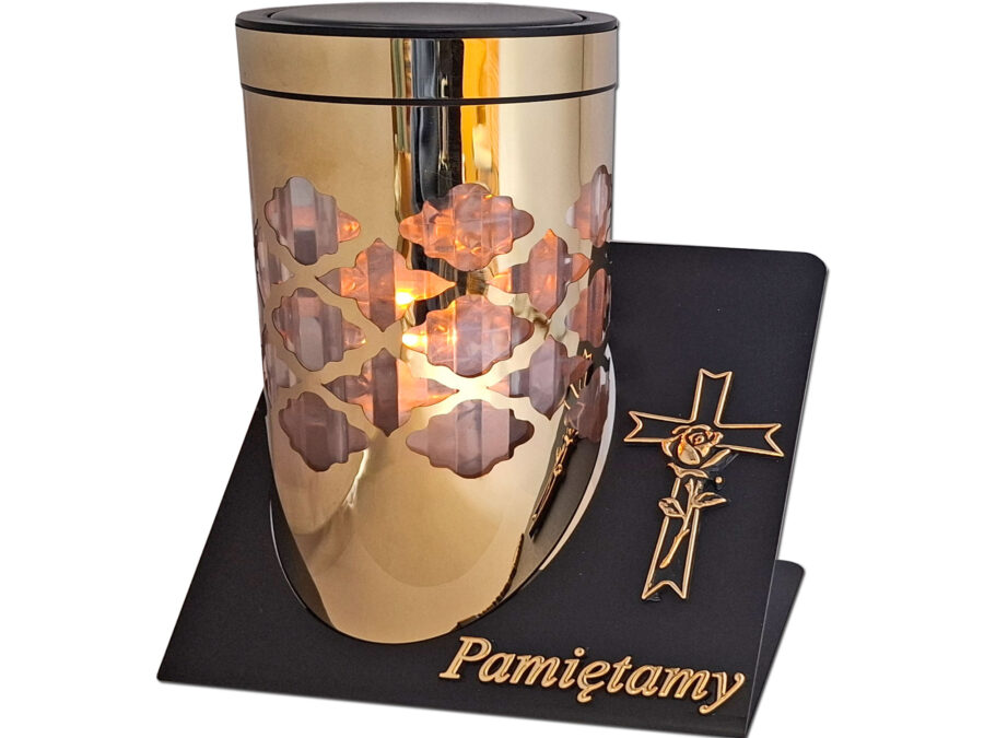 PAMIĘTAMY ZNICZ LAMPION SOLARNY SOLAR FOTOWOLTAICZNY TUBA KRZYŻ