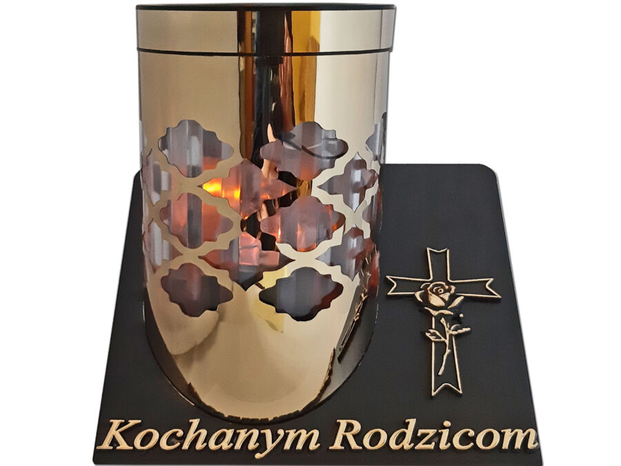 RODZICE RODZICOM ZNICZ LAMPION SOLARNY SOLAR FOTOWOLTAICZNY TUBA KRZYŻ ZŁOT