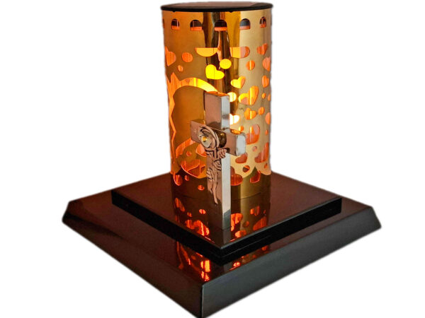 ZNICZ LAMPION SOLARNY SOLAR FOTOWOLTAICZNY TUBA ZŁOTO+KRZYŻYK